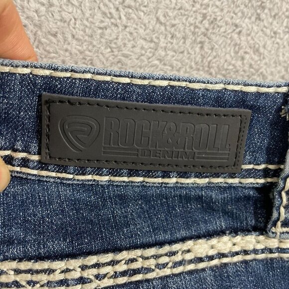 Rock & Roll Riding Denim Western Women's 31  Mid Rise Bootcut Jeans Dark Wash - Picture 5 of 8